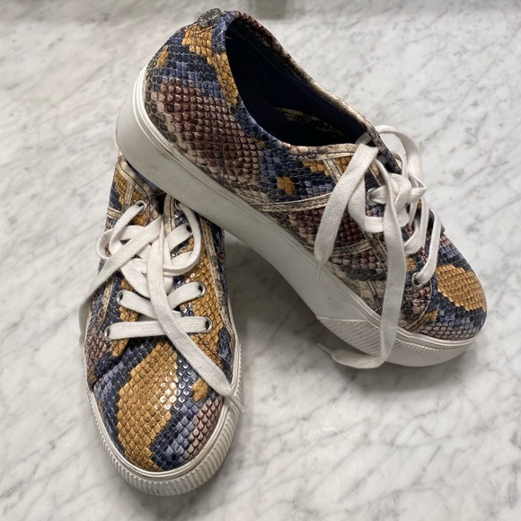 snakeskin platform sneakers